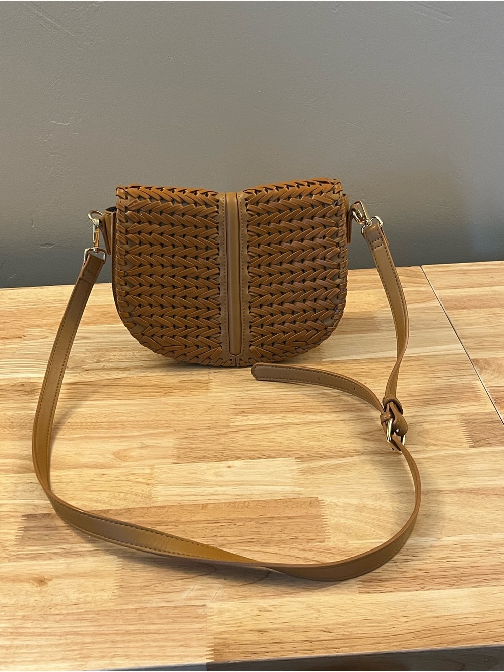 Moda Luxe Woven Crossbody Bag in Tan